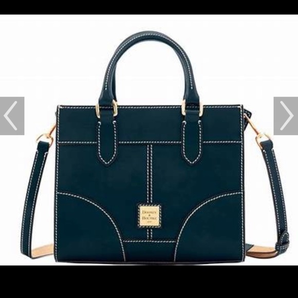 Dooney & Bourke Handbags - Dooney and Bourke Jayne Satchel navy blue with gold toned hardware